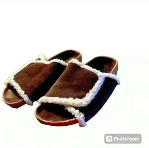 James Perse Women's Suede Shearling Slide